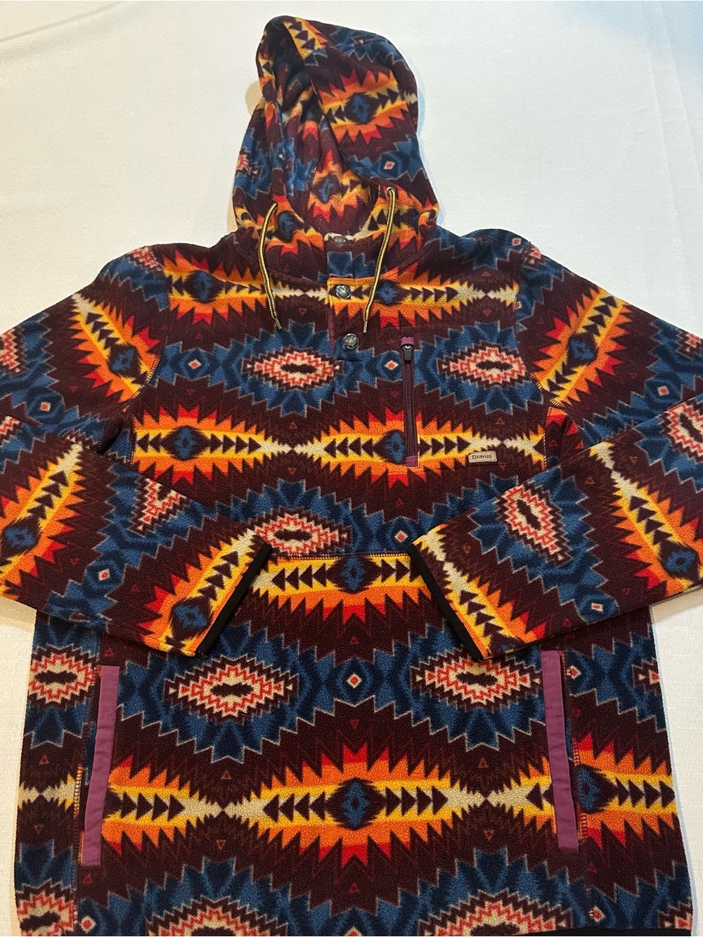 Dravus Southwest Aztec Hooded Fleece Pullover Medium